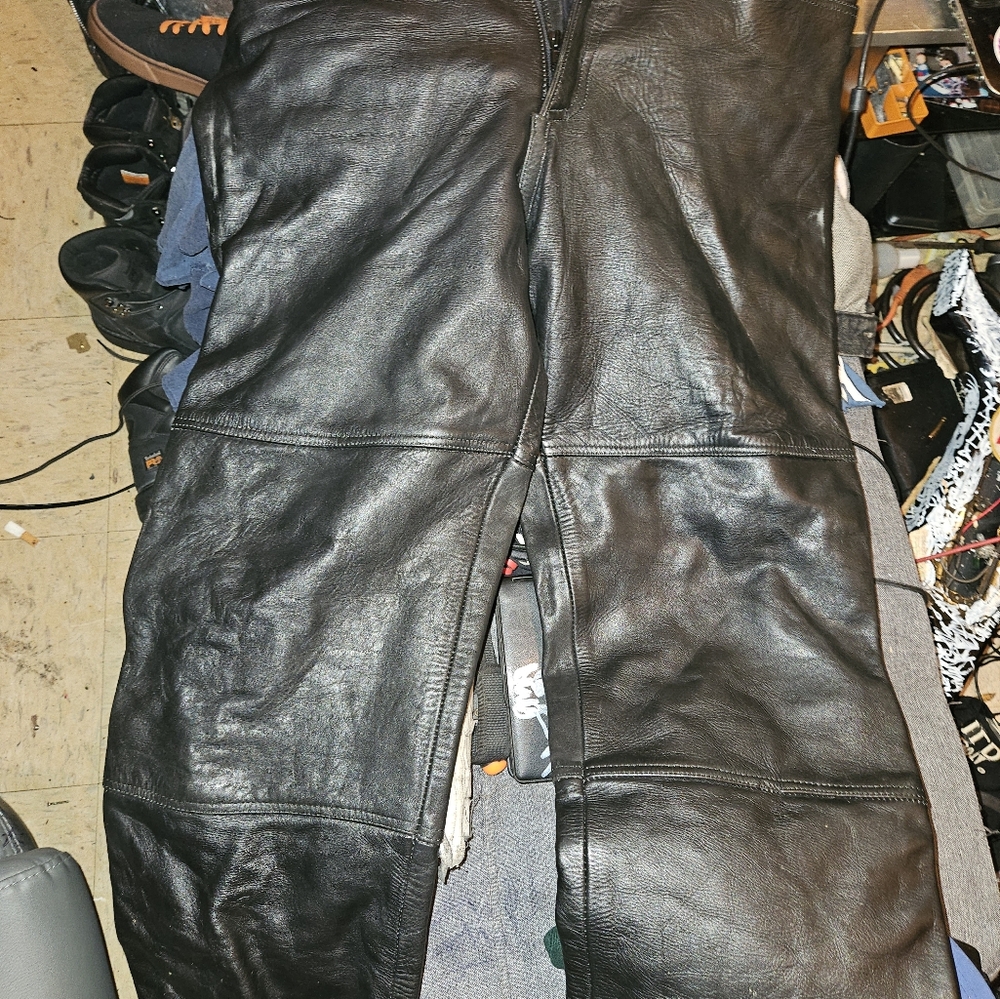 Leather men's motorcycle riding full pants